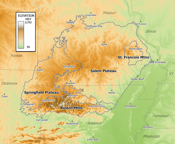 Ozark Relief Map, 2007