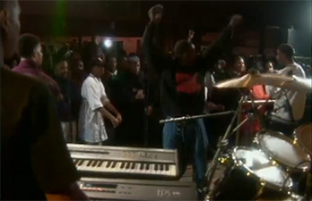 Video still from Susan Levitas, The Music District, 1996.