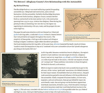 Screen capture of "We Drivers," an Overlooks exhibit, Driving Through Time, 2012. Modeled on the overlooks that punctuate the Blue Ridge Parkway, these short articles highlight documents in the Driving Through Time collection.