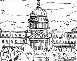 Yoshio Koya, Jackson, State Capitol Building, in Tengoku Amerika, Jigoku Amerika (Heaven America/Hell America) (Tokyo: Deido Shuppansha, 1951), 85.