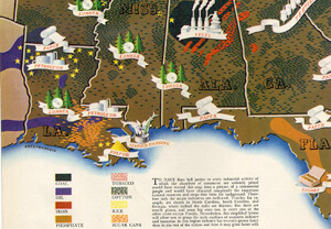 Map of the Industrial South from "The Industrial South," Fortune Magazine, November 18, 1938.