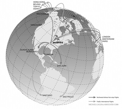 Michael Gallis and Associates, FedEx and Northwest Airlines Routes, 2008.