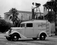 Burgert Brothers, Photographer and camera atop new Burgert Brothers truck parked by Davis Island pool building, Tampa, Florida, 1936. Catalog no.: PA 5906. 