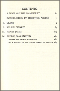 Contents page from Stein's Four in America, 1947