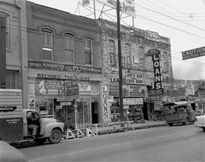 Honest Joe's Pawn Shop, Deep Ellum, 1959, courtesy of the Dallas Public Library