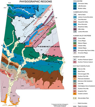 Alabama Physiographic Map