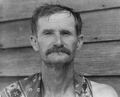 Walker Evans, Bud Fields, cotton sharecropper, Hale County, Alabama, ca. 1936. Library of Congress, Prints and Photographs Division, FSA-OWI Collection, LC-USF342- 008145-A.