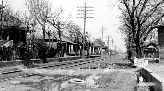 View of Stringtown before the construction of Central Expressway, 1947, courtesy of the Dallas Public Library