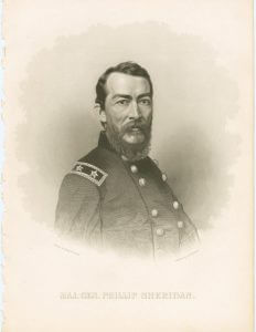 Major General Philip Sheridan, ca. 1861-1880. Illustration. Courtesy of the New York Public Library Miriam and Ira D. Wallach Division of Art, Prints, and Photographs, digitalcollections.nypl.org/items/510d47da-286d-a3d9-e040-e00a18064a99.