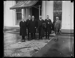 Legislators from Shenandoah Valley Association supporting the Shenandoah Valley National Park, January 1925. Photograph by Harris and Ewing. Courtesy of the Library of Congress Prints and Photographs Division, loc.gov/item/hec2013014791/.