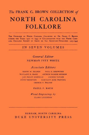 Cover of Newman Ivey White's North Carolina Folklore (Durham: Duke UP, 1952).