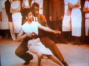 Vera Boyer and Otis Givens show off their dance steps on The Mitch Thomas Show, Wilmington, Delaware, ca. 1956–57. Screenshot from Black Philadelphia Memories, directed by Trudi Brown (WHYY-TV12, 1999). Screenshot courtesy of Matthew F. Delmont, The Nicest Kids in Town.