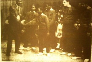 Mitch Thomas hosts Lewis Lymon and the Teenchords, Wilmington, Delaware, December 7, 1957, The Philadelphia Tribune. Reproduced with permission of The Philadelphia Tribune. Courtesy of Matthew F. Delmont, The Nicest Kids in Town.