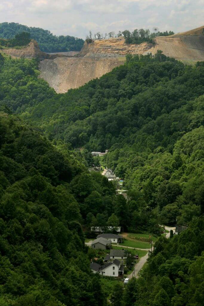 Mountaintop removal/mine site above McRoberts, Kentucky in Letcher County, 2005.