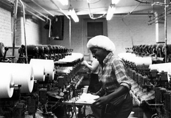 Woman Working with Textiles. Courtesy of Special Collections and Archives, Georgia State University Library, Southern Labor Archives, Amalgamated Clothing and Textile Workers Union, Memphis-Jackson Joint Board Records, L1992-11_73.