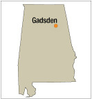 Map of Gadsden, Alabama.
