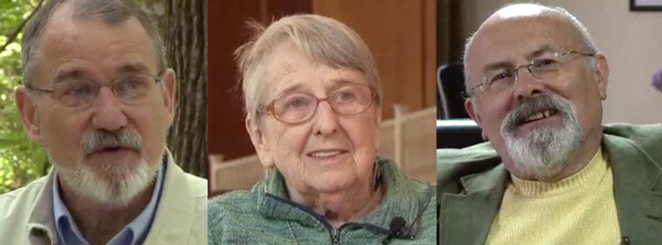 John Gaventa (left), Helen Lewis (middle), and Richard Greatrex (right), 2014. Video stills by Tom Hansell, Patricia Beaver, and Angela Wiley.
