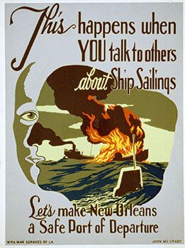 Let's Make New Orleans a Safe Port of Departure, 1941–1943. Poster by John McCrady. Courtesy of the Library of Congress, Prints and Photographs Division, LC-USZC2-1591.