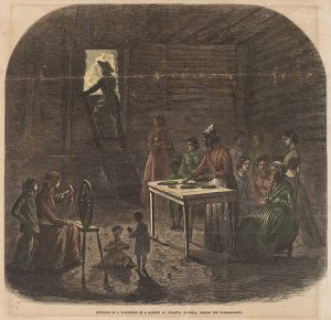 Bombproof shelter, interior of a bombproof garden in Atlanta, Georgia, ca. 1864. Print courtesy of the Atlanta History Center.