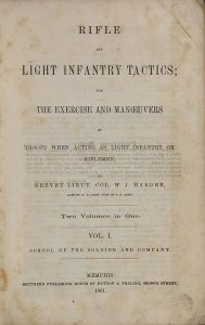 Cover page, William Hardee's infantry tactics textbook, 1861. Confederate Imprints, 1861–1865, Manuscript, Archives, and Rare Book Library, Emory University.