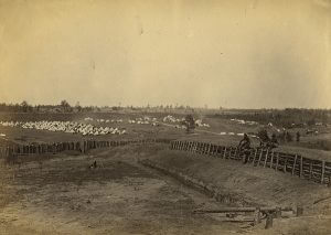 Fort Walker, located in present-day Grant Park, Atlanta, Georgia, with Union troops encamped north of the fort, October, 1864. Photograph by George H. Barnard. Courtesy of US Military Academy Special Collections.