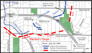 Noon, July 22, 1864. Battle of Atlanta map by Michael Page, 2014.