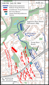 4 p.m., July 22, 1864. Battle of Atlanta map by Michael Page, 2014.