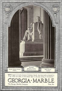 Advertisement for the Lincoln Memorial in Washington, DC, sculpted from Tate, Georgia, marble, National Geographic 53, no. 2 (February 1928): 4.