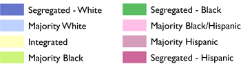 Label for Atlanta MSA segregation and integration by census tract for 1990, 2000, 2010.