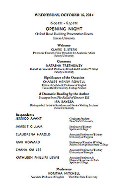 Callaloo Conference program, inside panel.