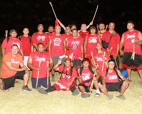 Choctaw Nation Labor Day Stickball Tournament. Photograph of Beaver Dam Team. Posted to Mississippi Band of Choctaw Indians Public Facebook Page, September 2, 2014.