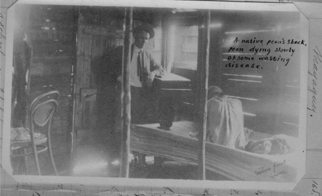 "A native peon's shack," annotated photograph from Armstrong's notebooks. Image courtesy of Lanny Thompson, 2017.