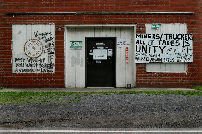 Shuttered UMWA local union hall. Sundial, WV, 2005.
