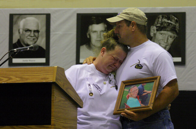 Relatives of Sago Mine Disaster victims at hearing in Buckhannon, WV, May 2, 2006.