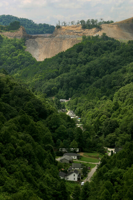 Mountaintop removal/mine site above McRoberts, Kentucky in Letcher County, 2005.