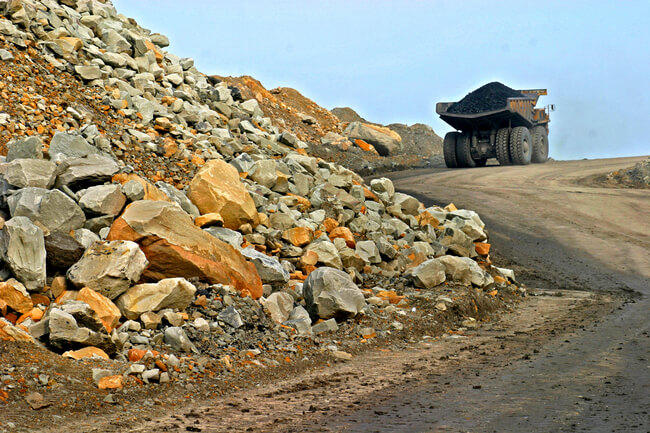 Large capacity coal haul truck moves mined coal from pit. Boone County, WV, 2005.