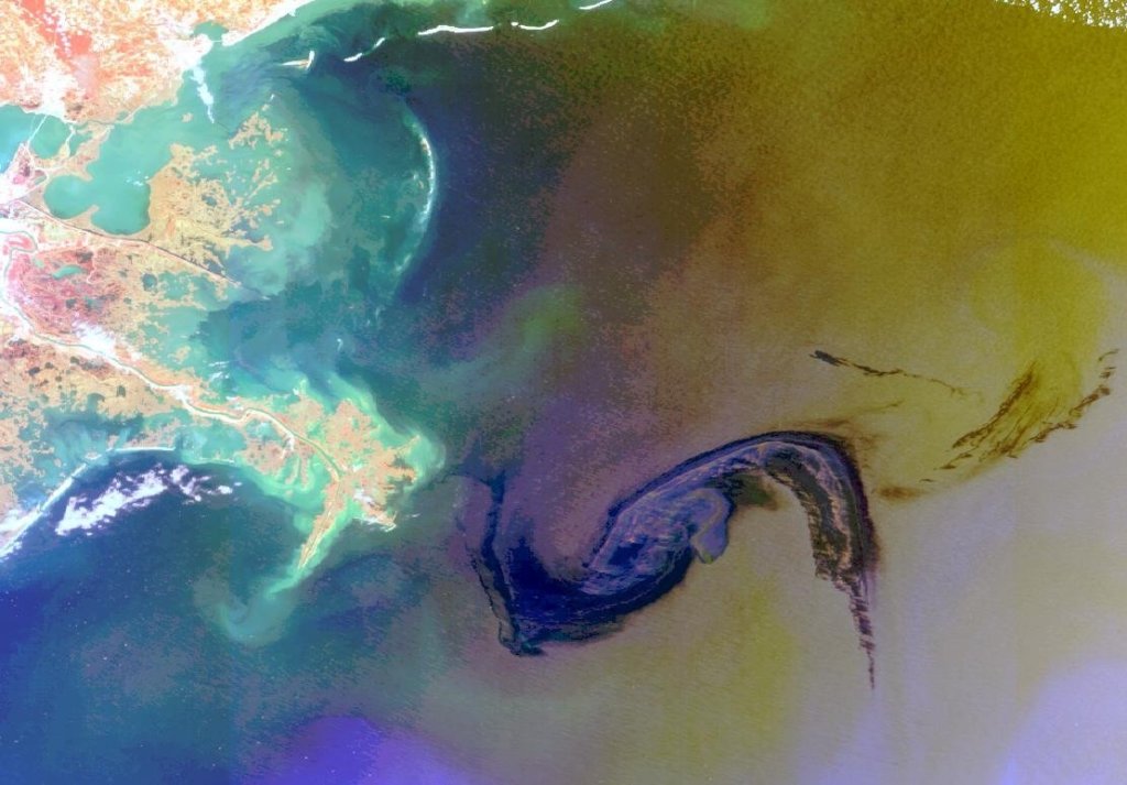 View from spae of Gulf of Mexico oil spill
