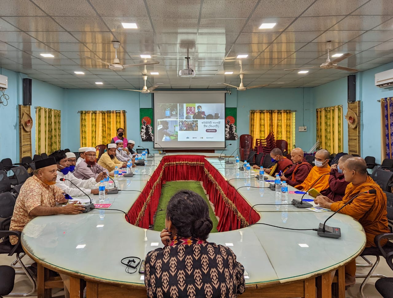 Faith-based leaders participate in a moderated discussion session in Ramu, Bangladesh. Photography by and courtesy of Salman Serneabat.