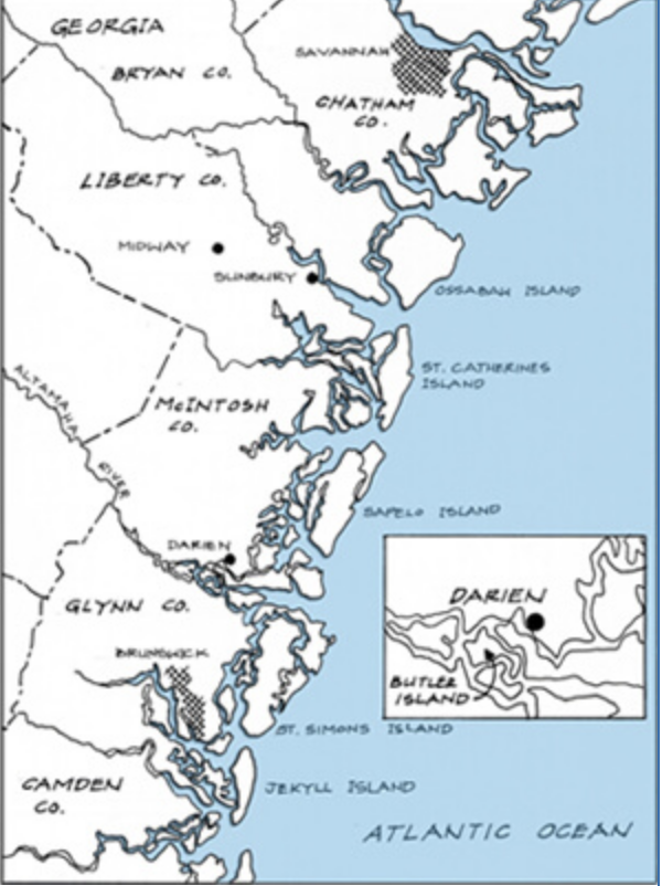 Location of Butler Island, Georgia, 2007. Map courtesy of Kwesi DeGraft-Hanson.