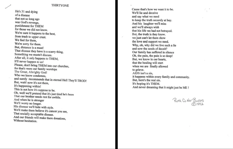 A scan of a typed poem by Ruth Burks.