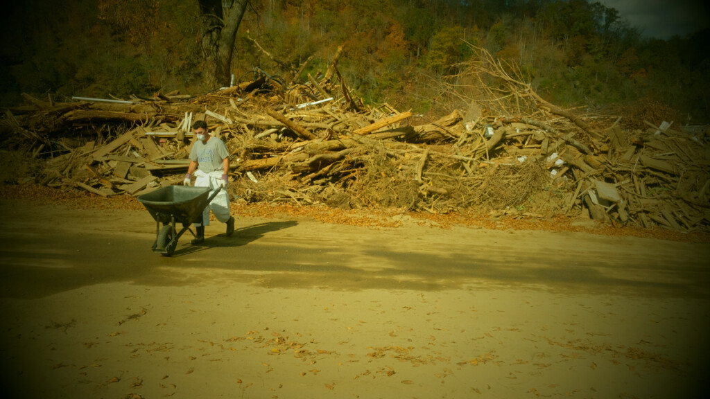 Debris removal from the Marshall High Studios.