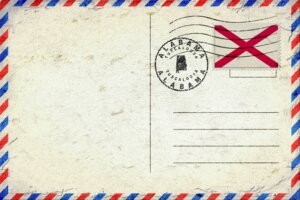 Alabama Tuscaloosa Vintage Air Mail Envelope with Flag and Postmark
