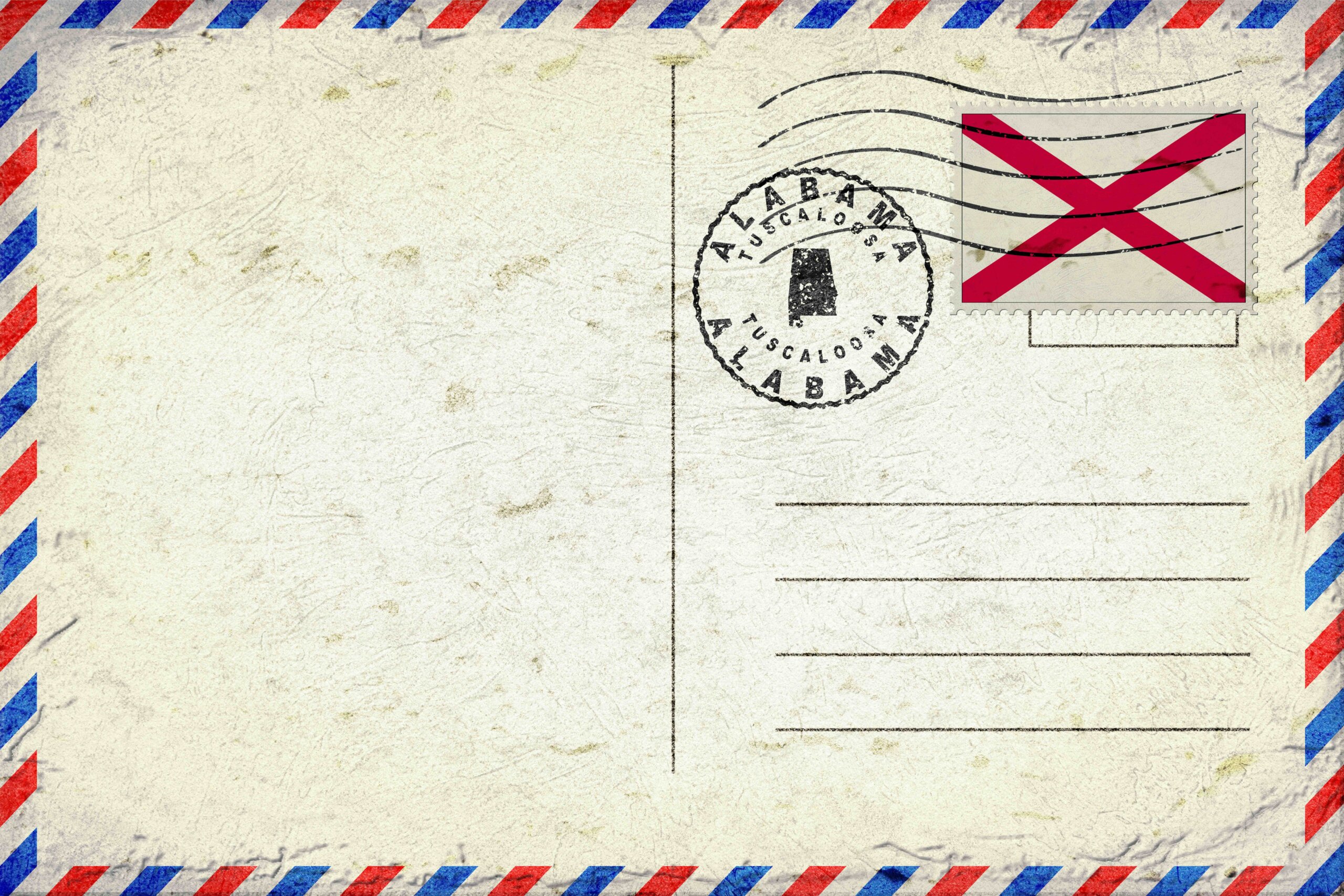 Alabama Tuscaloosa Vintage Air Mail Envelope with Flag and Postmark